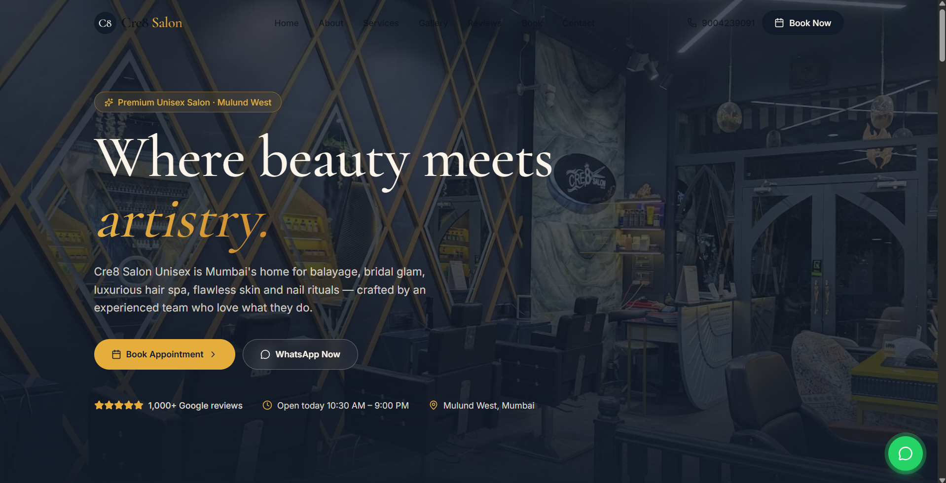 Salon Website screenshot